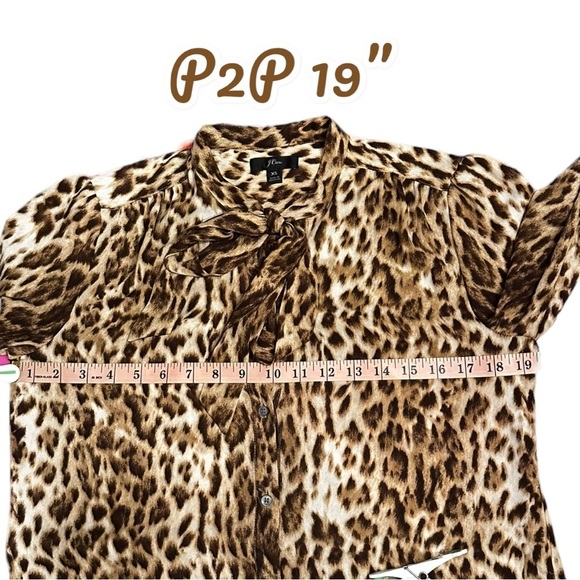 J.Crew Tie Neck Button Down Leopard Print Long Sleeve Size XS EUC - Picture 7 of 15